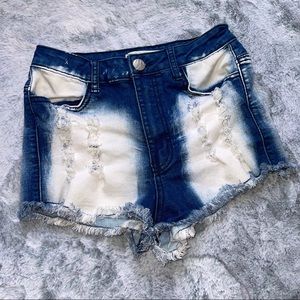 Crave Fame by Almost Famous Bleached & Distressed High Waist Shorts - Size 5